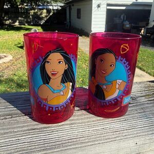 Vintage Disney Pocahontas Pink Plastic Kids Cups Set of 2 Zak Designs